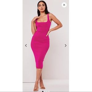 Missguided *sold out* Hot pink midi bodycon dress